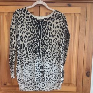 Ellison small Black and Cream Animal Print Long Sleeve sweater